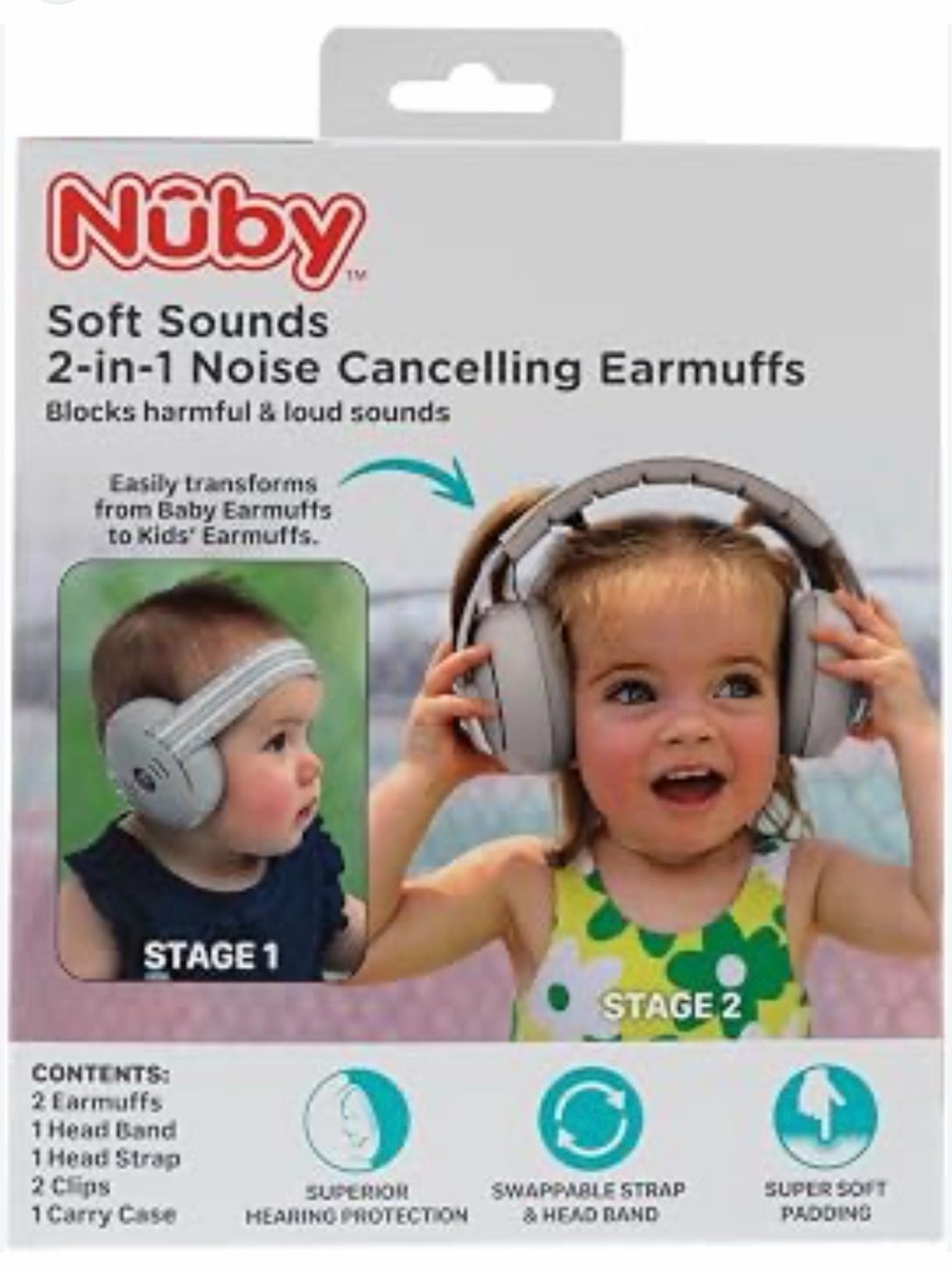 Soft Sounds 2-in-1 Noise Cancelling Headphones — Gray